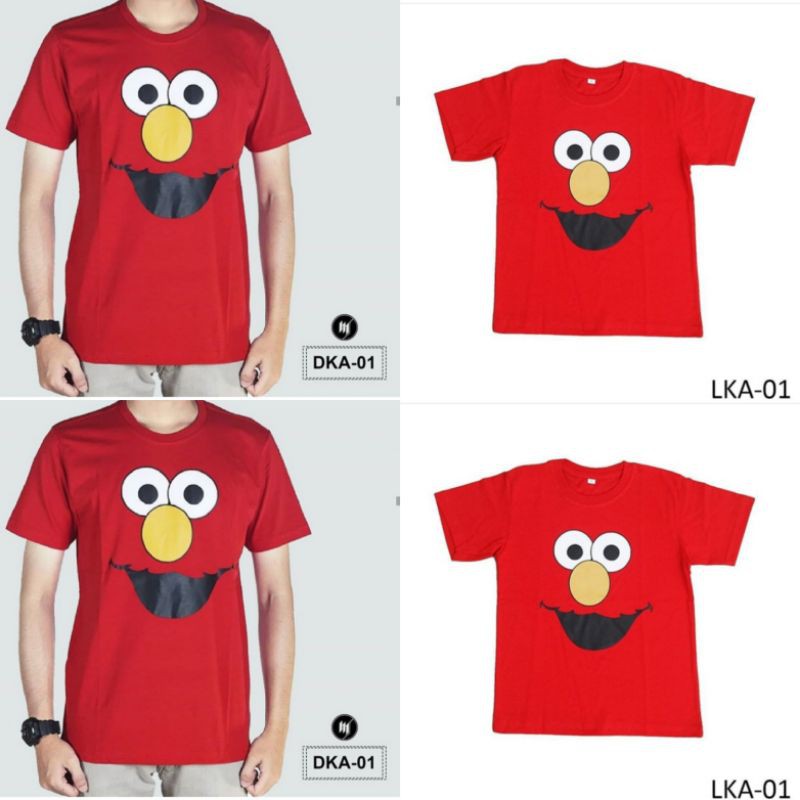 Kaos couple dewasa dan anak karakter elmo