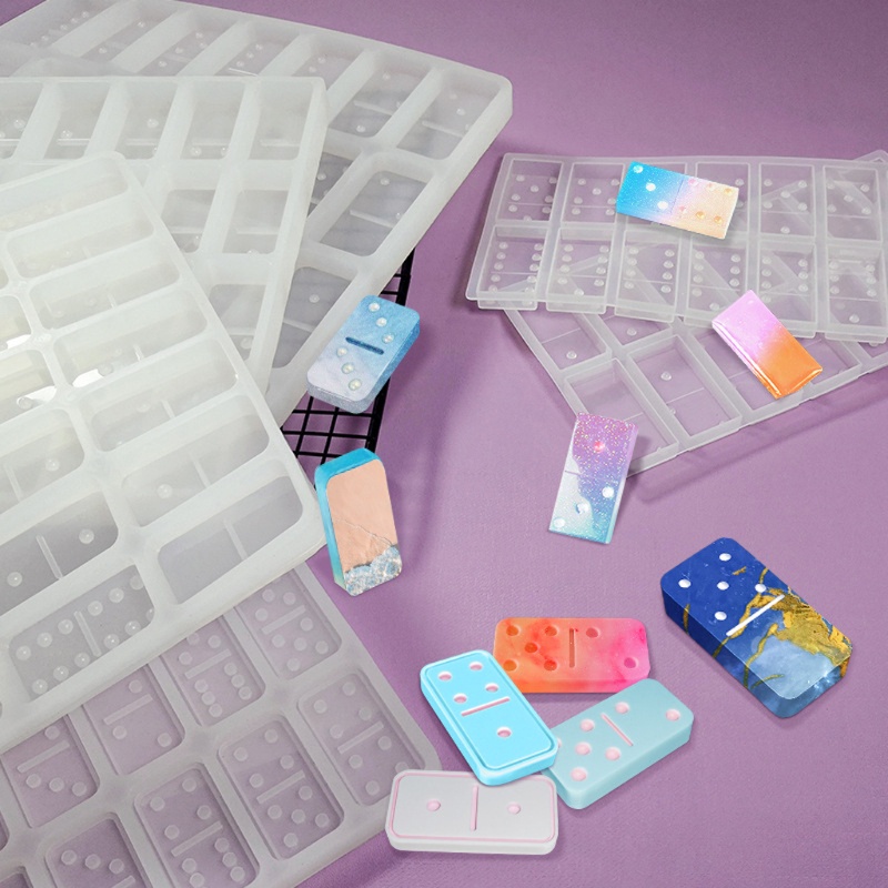 SIY  Dominoes Epoxy Resin Silicone Molds with Rack Tray Double Six Game Toy DIY Molds