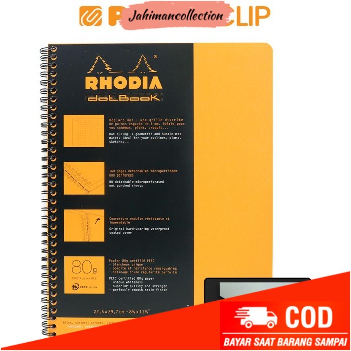 

✨ BISA COD ✨ NOTEBOOK RHODIA A4+ WIREBOUND ORANGE DOT GRID 193118C