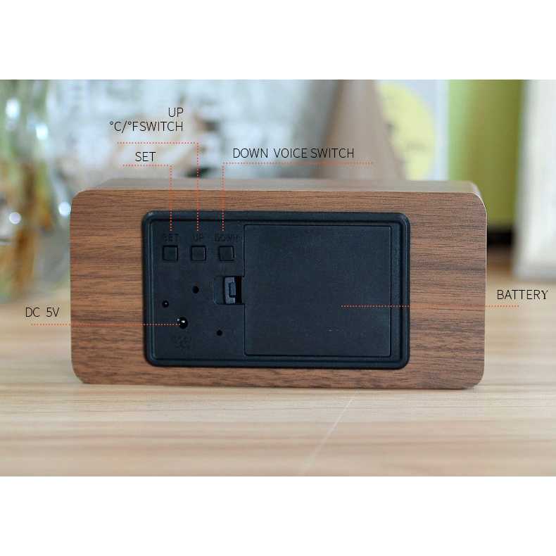 (100% BARANG ORI) Jam Alarm LED Wood