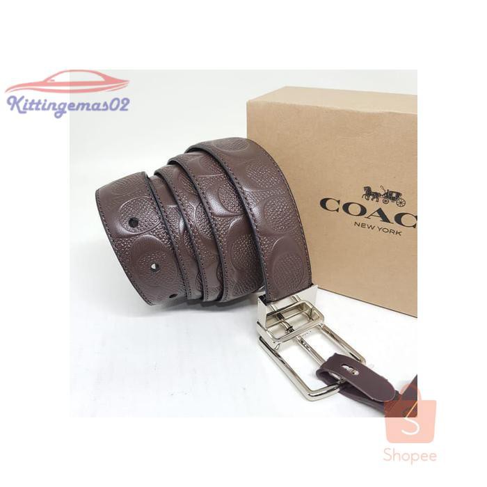 IKAT PINGGANG PRIA GESPER SABUK KTG2I1774 COACH ORIGINAL COACH BELT EMBOSSED MAHOGANY CI