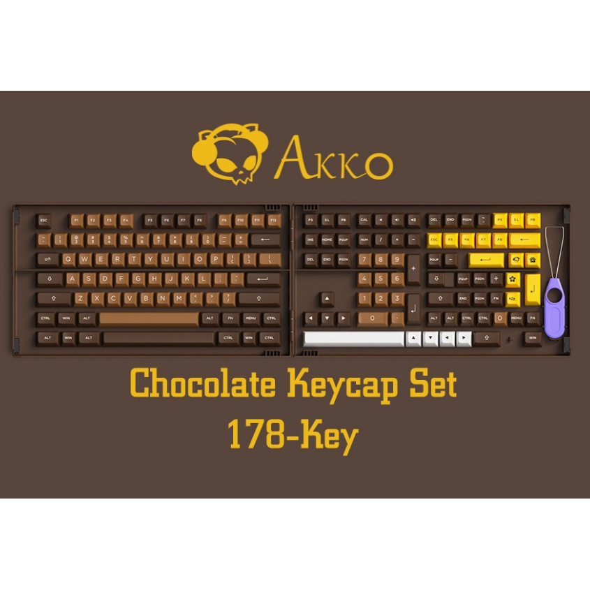 Akko Chocolate ASA Profile 178 Keycaps Set PBT Doubleshot