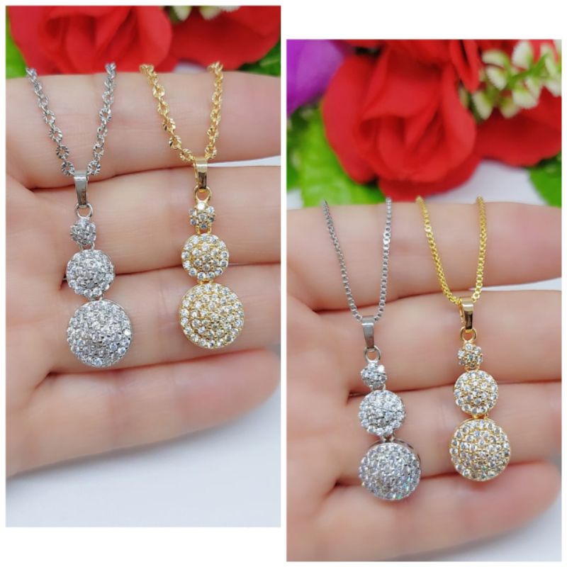 Set Kalung+Liontin Xuping Full Permata lapis emas 18k 063.064