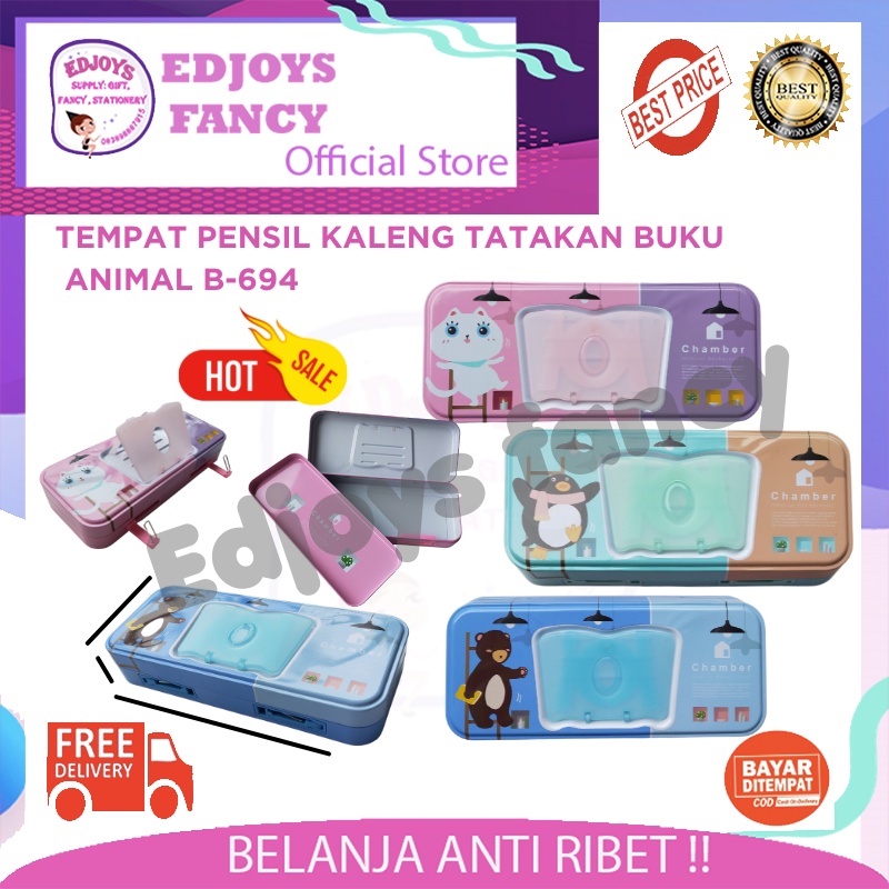 

XiaolingjingTempat pensil anak cewek lucu & aesthetic kotak pensil kaleng motif hewan multifungsi tatakan buku chamber 694