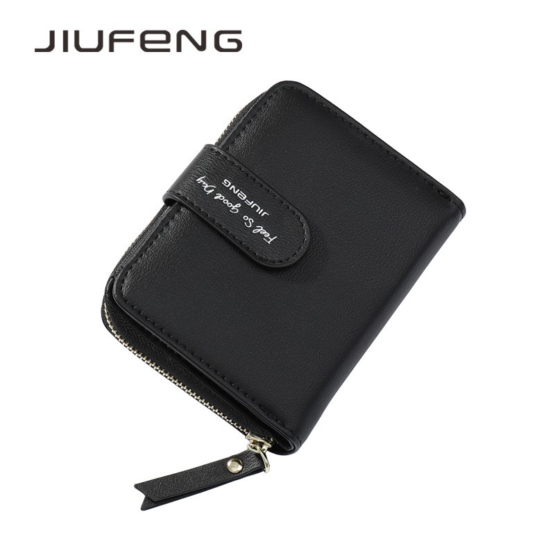 JIUFENG Dompet Koin Zipper Wanita Korea Fashion Pendek Serba Guna Resleting