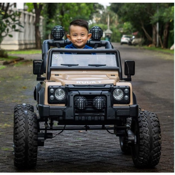 Mainan anak Mobil Jeep Aki ROCKY MONSTER ban karet - 4X4WD - HIMALAYA - SAHARA