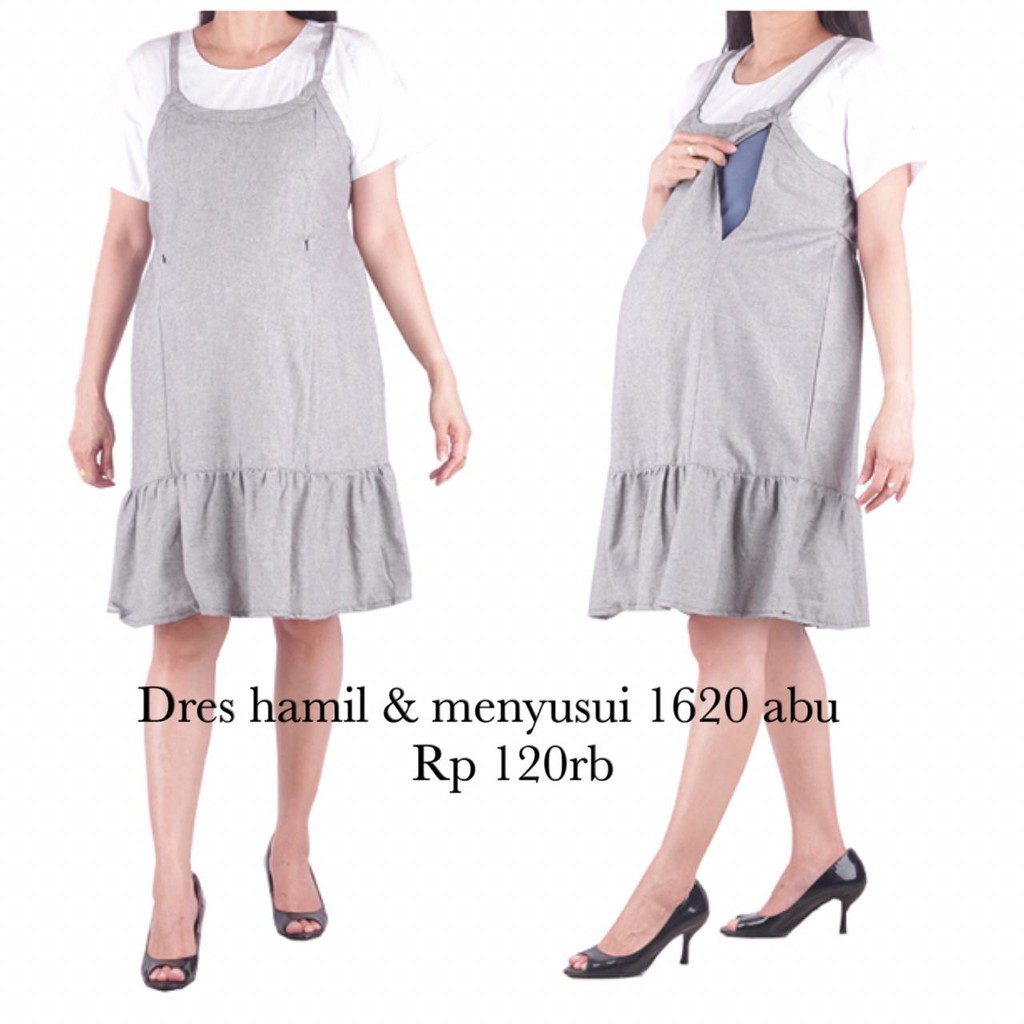 Dress Hamil Overall Menyusui 1620 Abu