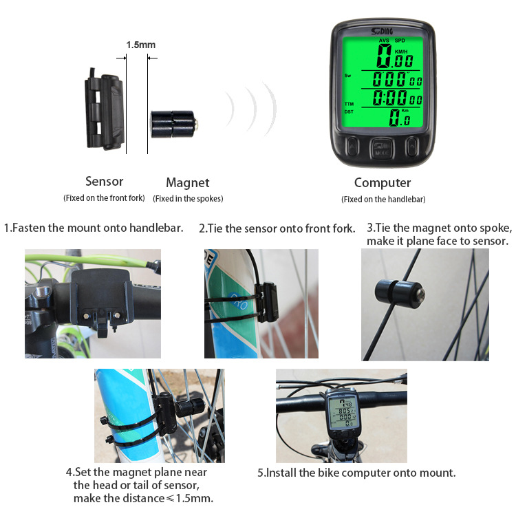 SD-563A Waterproof LED Backlight Bicycle Speedometer