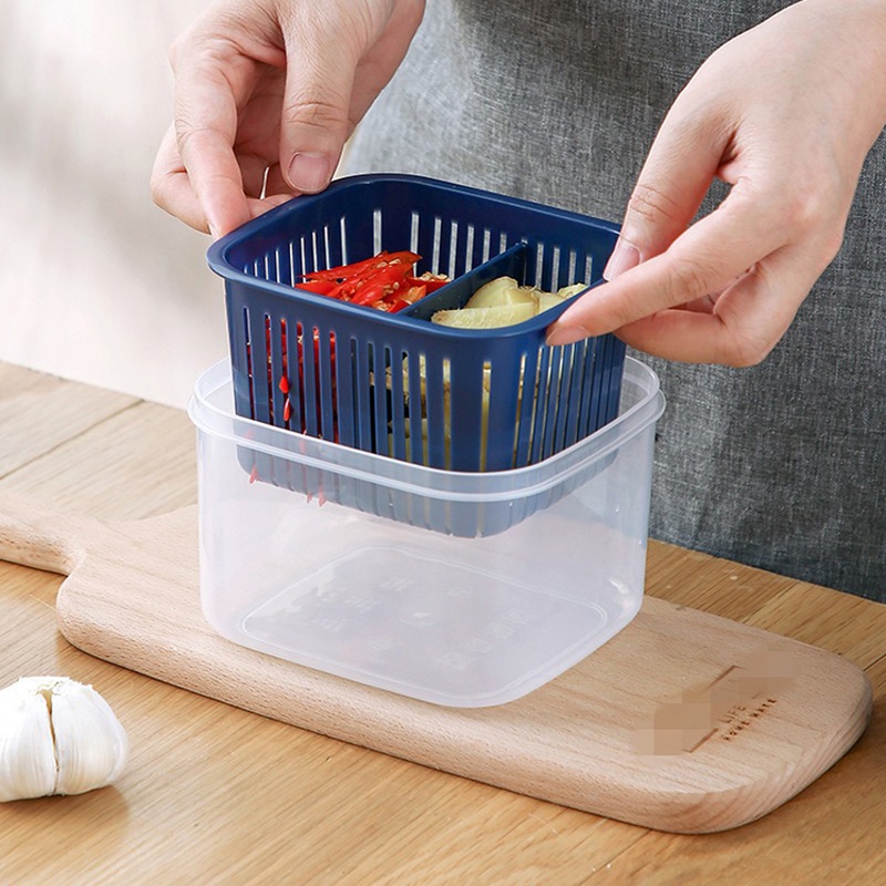 [Compartmentalized Anti-stringing Shallot Preservation Box] [Ginger and Garlic Small Material Leak-proof Storage Box] [Refrigerator Fruit Square Draining Box]