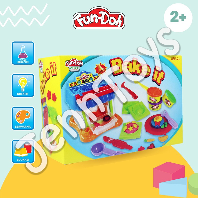 JennToys - Mainan Anak Perempuan Mainan anak Laki Laki FunDoh Mainan  edukasi Fun-Doh pretend play - Fun Doh BAKE IT