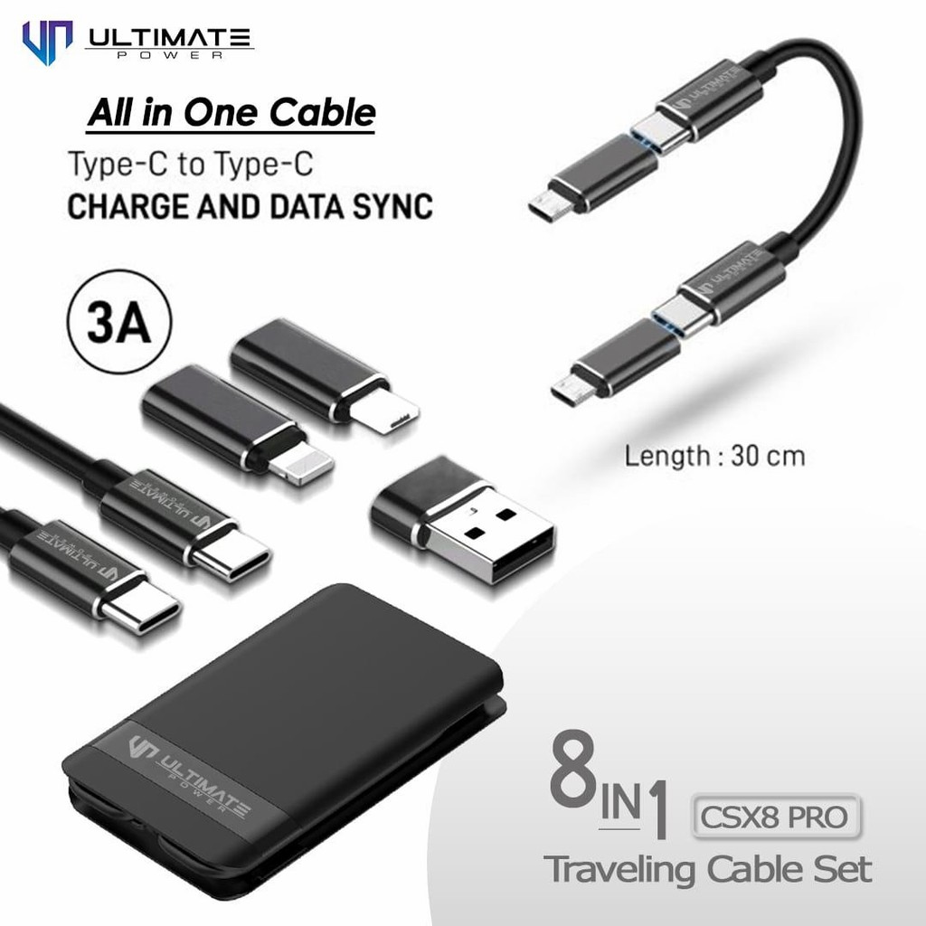 Ultimate 8 IN 1 Cable Travel Original Ultimate CSX8 Pro Kabel Set USB Type c to Type c Kabel pendek