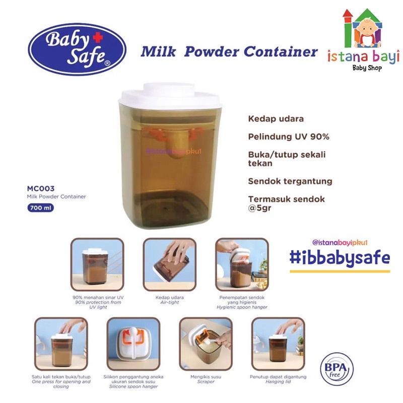 Baby Safe Premium Milk Container 700ml MC003 / wadah susu bubuk/tempat susu bayi