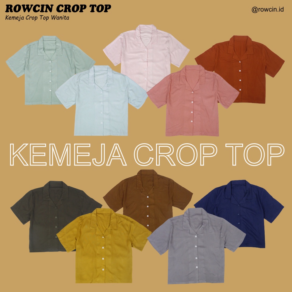 KEMEJA WANITA CROP TOP POLOS KATUN RAYON CROP SHIRT ORGANIK