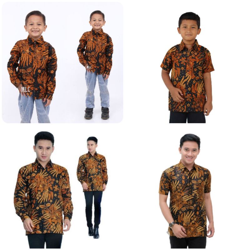 Batik Couple Ayah Anak MANGGAR Sogan Hem Kemeja Sarimbit Keluarga Modern Seragam