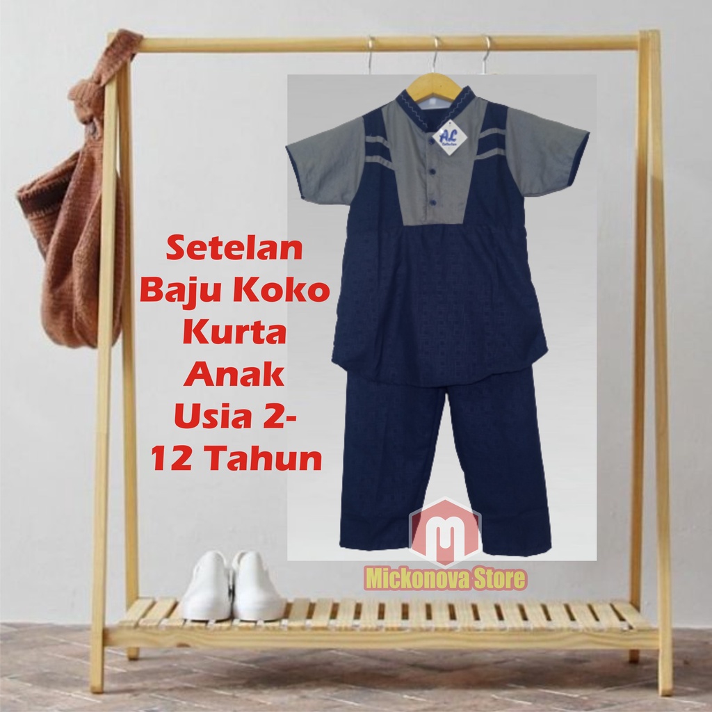 Setelan Koko Anak Pakaian Set Stelan Baju Koko Anak Laki Laki Cowo Cowok Tanggung Murah Pakaian Anak Muslim Anak Laki Laki Lengan Pendek Usia 2 - 12 Tahun