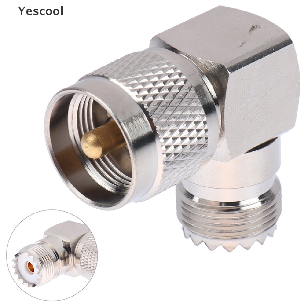 Yescool Adapter Konektor UHF Male PL-259 PL259 Ke UHF Female SO-239 SO239 Sudut 90 RF