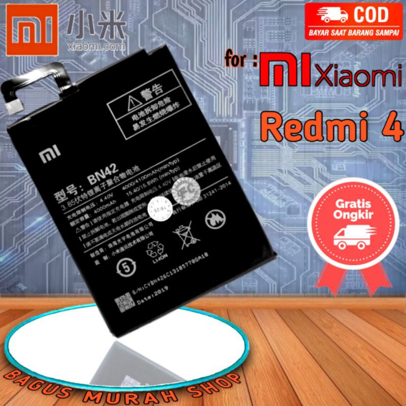 BATTERY BATERAI BATRE REDMI 4 BN42 BATRAI HP REDMI4 BN-42
