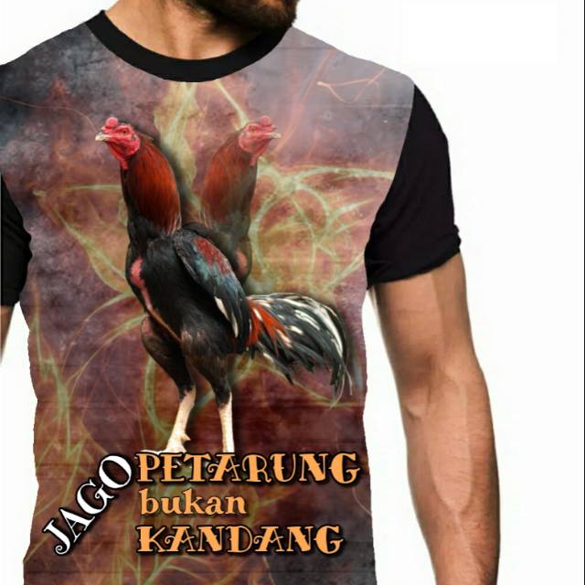 Kaos Ayam Jago Petarung bukan penjudi Bangkok rooster anak cowok pria Bandung murah 3d fullprint