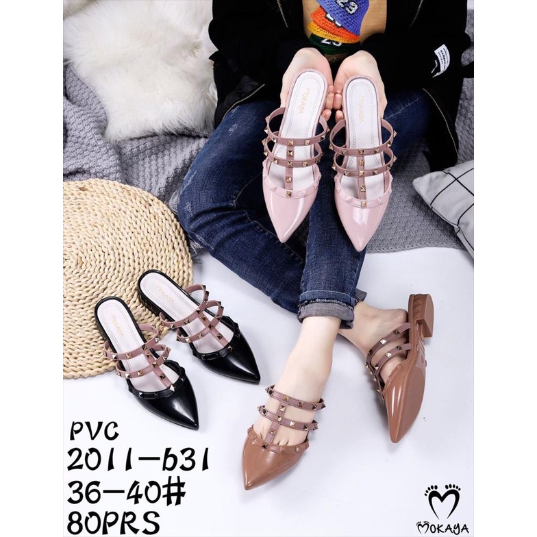 Sepatu Sandal Slop Fuji Jelly Hak Wanita Vltno Cantik Mewah Elegant Import Mokaya / Size 36-40 (L670-011/2011-b31)
