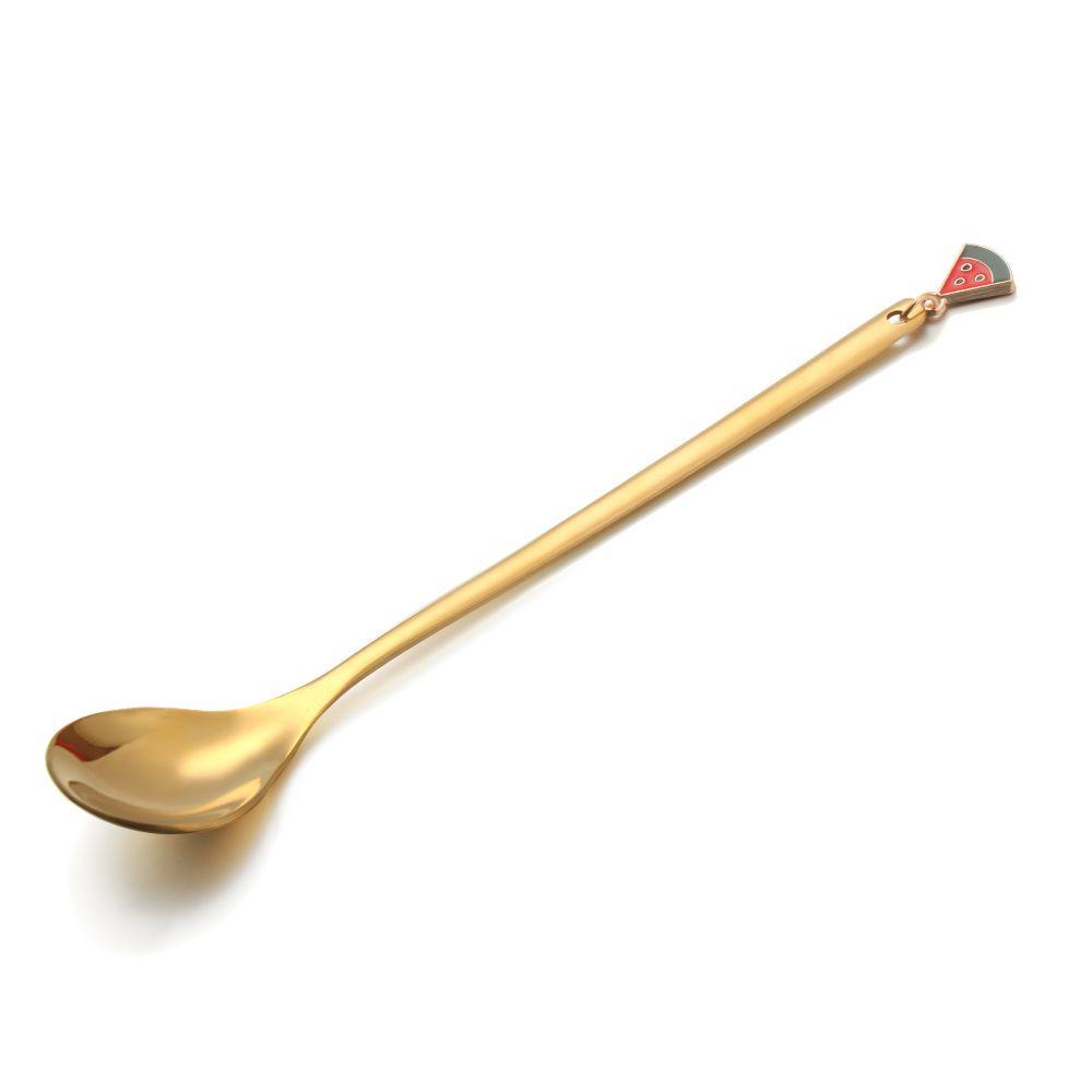 Solighter Sendok Kopi Home Decor Golden Spoon Xmas Hadiah Buah Peralatan Makan