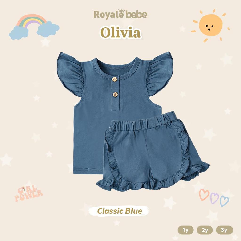 ROYALE BEBE SETELAN OLIVIA SET SETELAN RUFFLE SET ANAK BAYI FASHION PEREMPUAN 1 - 3 TAHUN