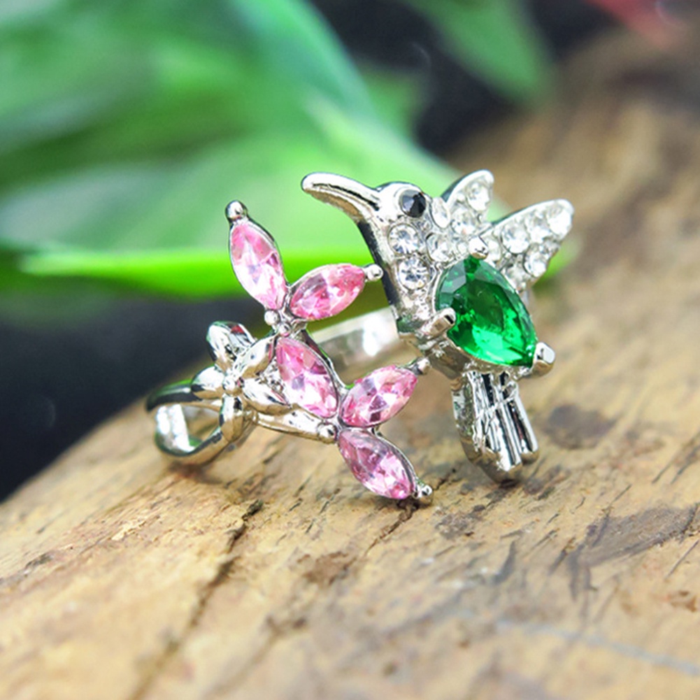 Hu Hu Hu Hu Hu Alat Bantu Pasang Kacamata♡ Cincin Wanita Model Terbuka Desain Bungaburung Hias Cubic Zirconia Gaya Elegan Untuk Pestapernikahanhadiah