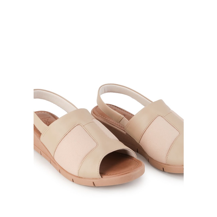 SANDAL WEDGES KULIT OBERMAIN WANITA ORIGINAL ASLI TERBARU BEIGE OW30