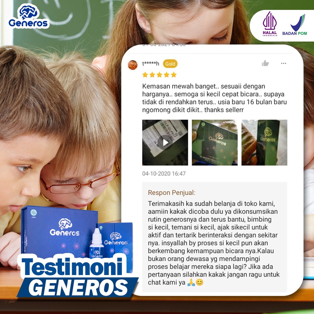 Generos - Original Generous Brainking Plus Vitabrain Multivitamin Solusi Atasi Speech Delay Telat Bicara Autis Hyperaktif Hiperaktif Anak &amp; Tingkatkan Konsentrasi Kecerdasan &amp; Daya Ingat Lancarkan Peredaran Darah