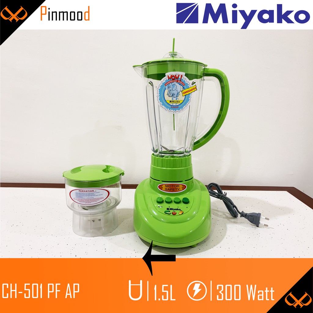 MIYAKO CHOPPER BLENDER PENGGILING DAGING CH-501 PF-AP [ 1,5 LITER ] PELUMAT 2 IN 1 ANTI PECAH