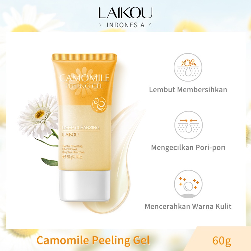 LAIKOU Camomile Peeling Gel Facial Scrub Exfoliating Membersihkan Kulit Mati 60g