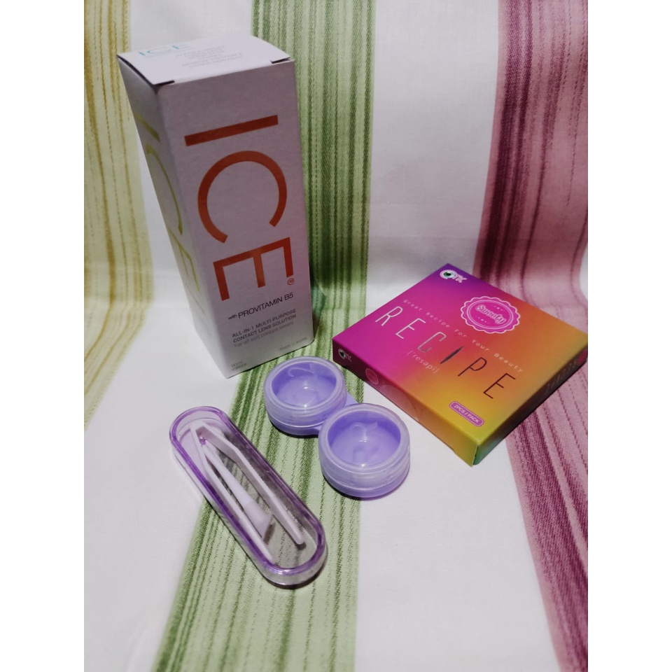 Paket Softlens CTK Recipe Normal Dia 14,5mm + Air Softlens Ice 60ml + Pinset + Lenscase Paket Softlens Murah