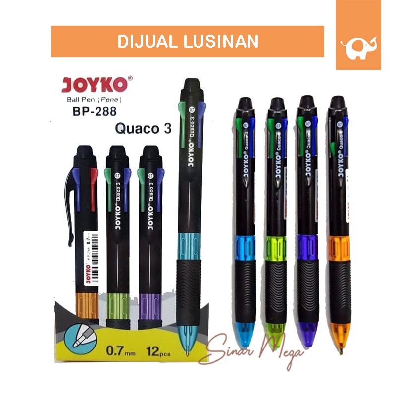 

DIJUAL LUSINAN Joyko Pulpen BP-288 Quaco 3 Pen / Ballpoint 4 Warna / Pena 4 in 1 Color Murah