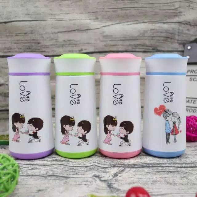 ~ PIYOSHI08 ~ Botol Kaca Pure Love Lucu 350ml Pakai Dus &amp; Bubble AF121