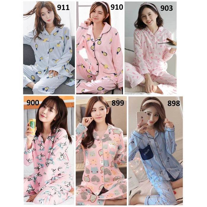  Baju  Tidur  Wanita  Cewek Piyama Pajamas Motif Murah Piyama 