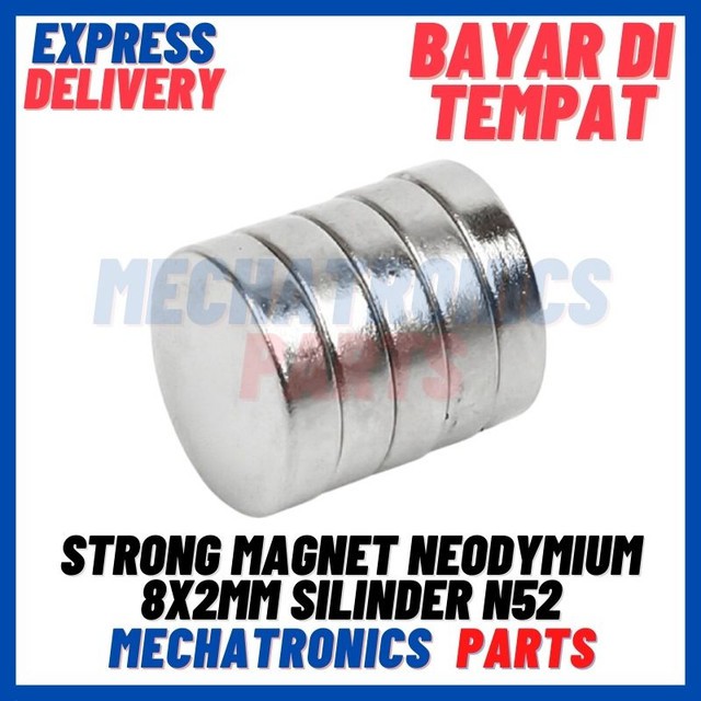 STRONG MAGNET NEODYMIUM 8x2mm SILINDER DIAMETER 8 TEBAL 2 mm N52