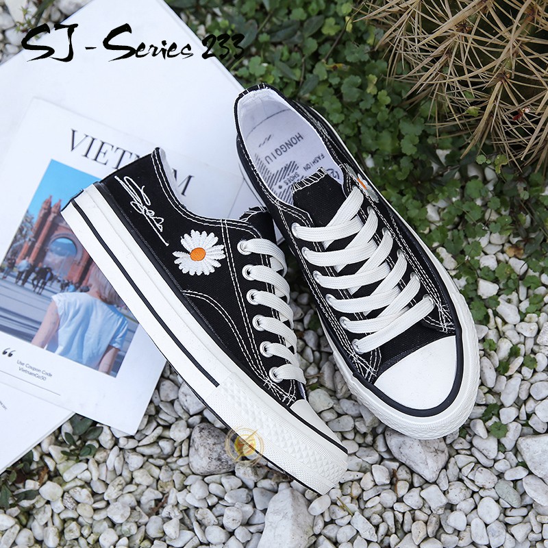 [OOS] Sepatu Sneakers Wanita Casual Motif Daisy ala Korea Import Kualitas Super Premium - 233