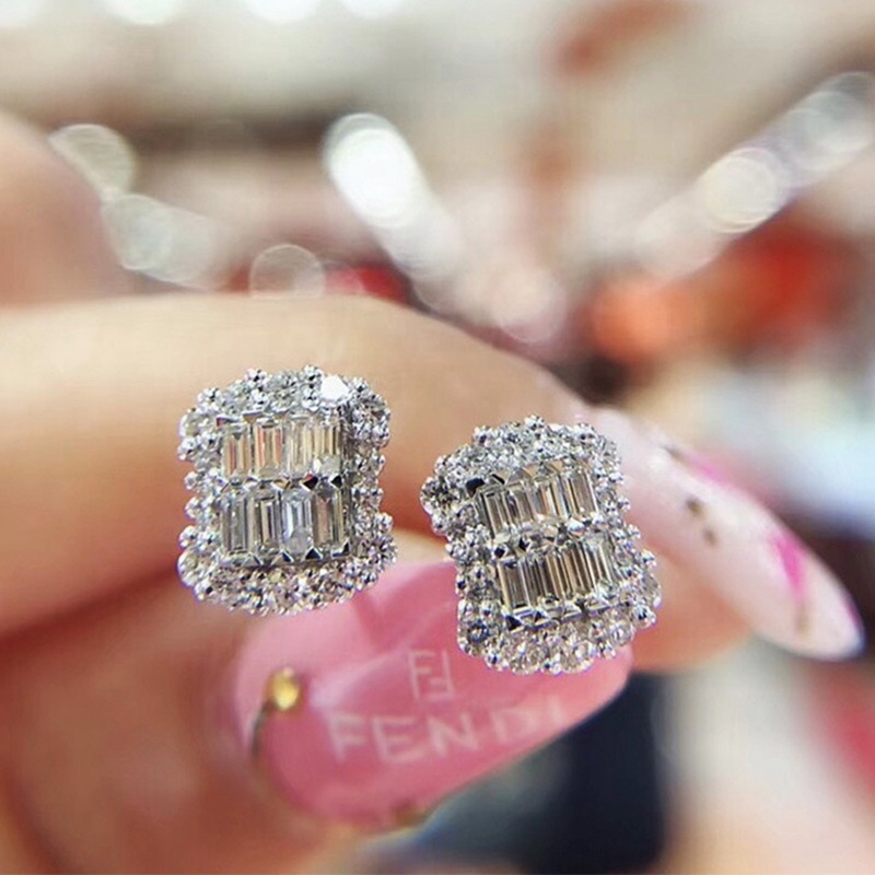 Fancyqube Anting Stud Cubic Zirconia Kristal Serbaguna Untuk Aksesoris Wanita