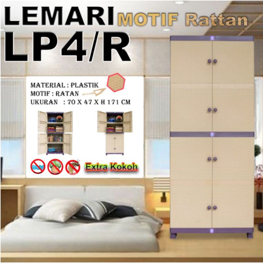 LEMARI PLASTIK 4 SUSUN + KUNCI MURAH // LEMARI PLASTIK TWINPAN 4 SUSUN LP4/R MURAH // LEMARI MURAH
