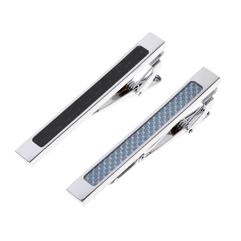Siy 2pcs / Set Klip Dasi Bahan Carbon Fiber Gaya Klasik Untuk Pria