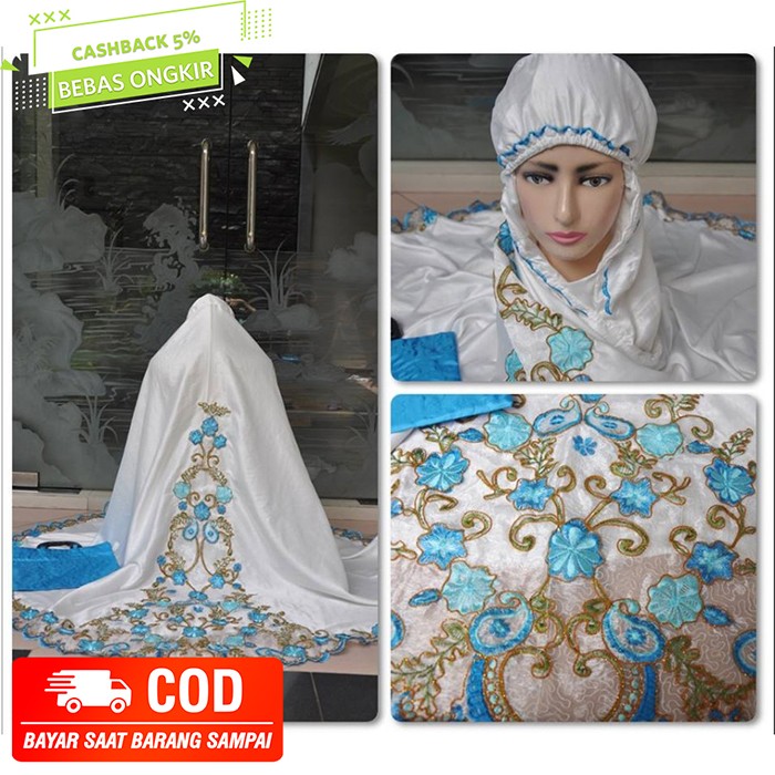 Mukena Dewasa Punggung Janur Satin Velvet Bordir Motif Bonus Tas