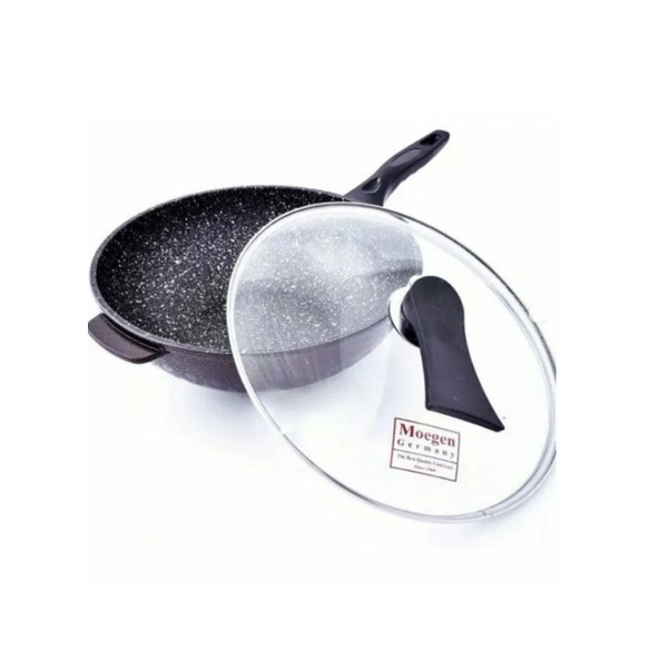 Wok Pan- Panci MOEGEN 30 Cm Marbel Coating Anti Lengket