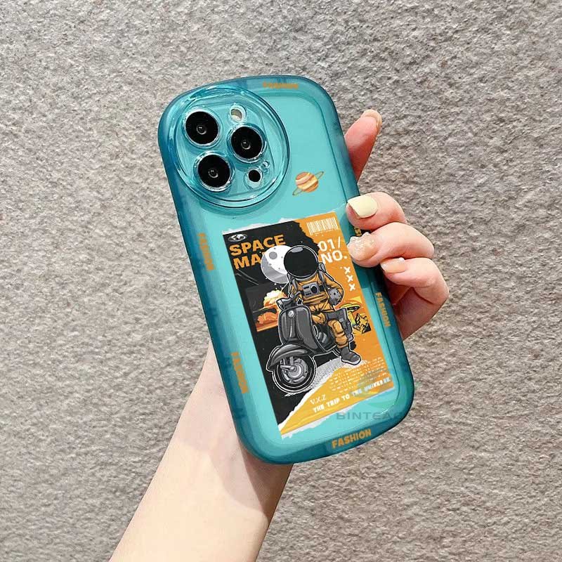 Case Bahan TPU Desain Astronaut Motor Untuk OPPO A57 2022 A15 A16 A16K A54 A53 A12 A5S A7 A3S A31 A52 A83 A92 A37 F9 A1K F1s