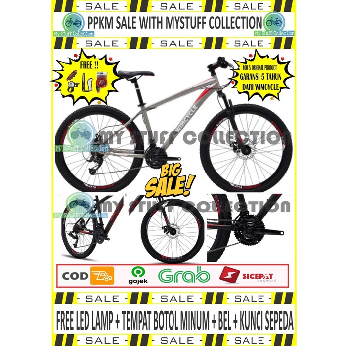 *Free Rakit* MTB/Sepeda Gunung Wim Cycle Falcon 27.5 inch DB 24 SPD - GREY