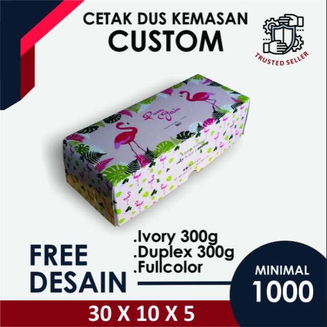 

30X10X5CM CETAK COSTUM DUS BOX KEMASAN MAKANAN KUE GULUNG/ OTAK-OTAK BANDENG DUPLEX 300GR