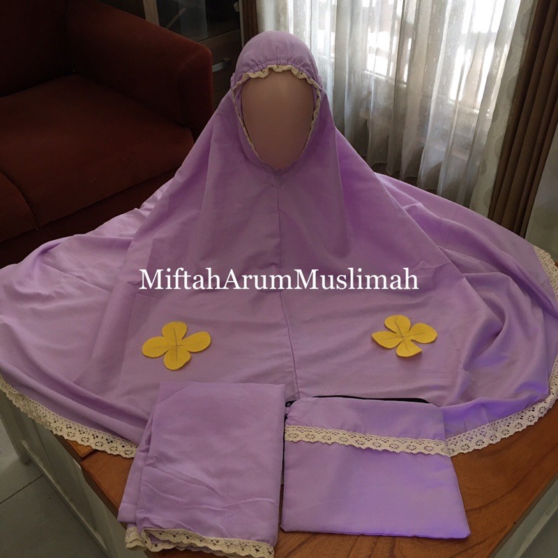 Mukena Anak Katun Polos Renda 7-12th