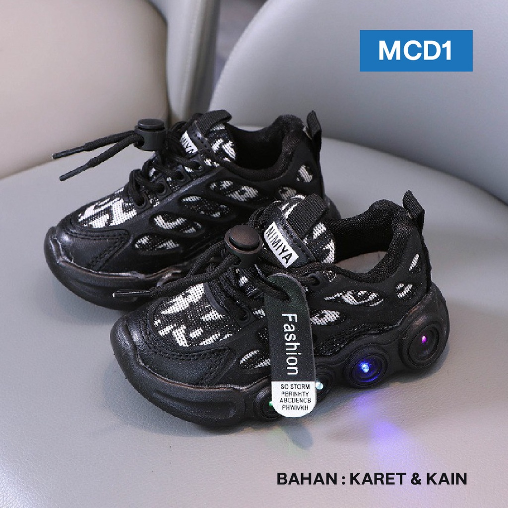 LAPAGO - Sepatu Sneaker LED Anak Laki Laki Perempuan Import Usia 1 - 5 Tahun Type MCD