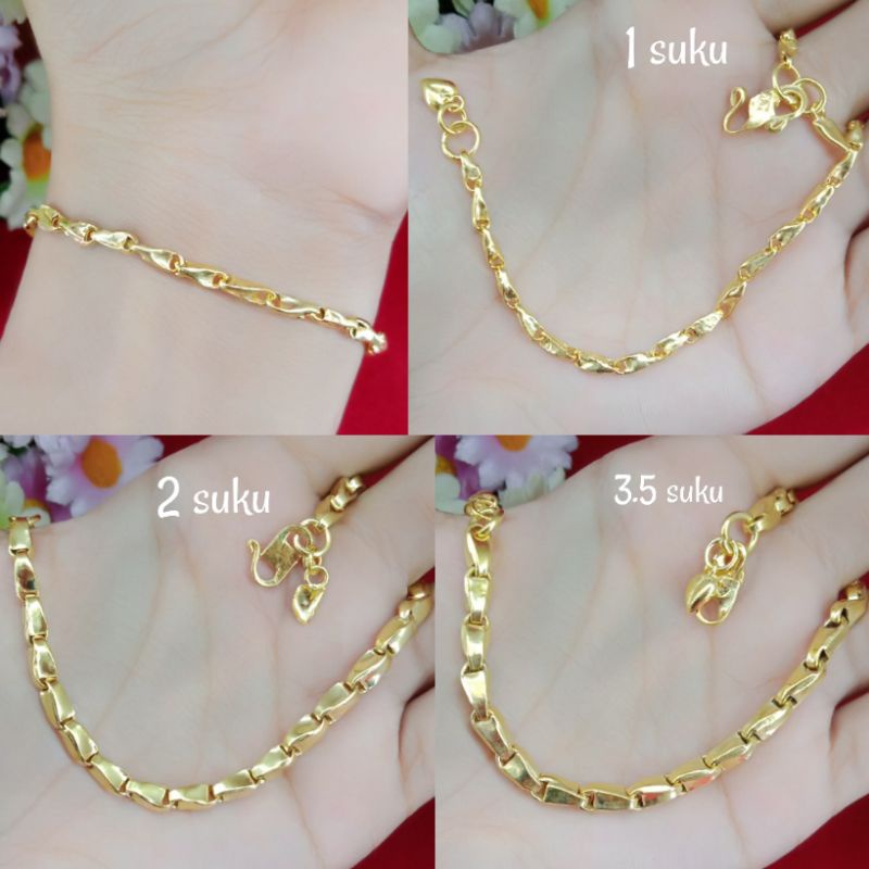 GELANG PADI DEWASA/REPLIKA EMAS 24K/GELANG BALOK/GELANG SEPUHAN/GELANG PADI LAPIS EMAS/PERHIASAN GEL