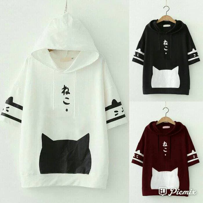 Hoodie White Rainbow Lengan Pendek Kaos Polos Dewasa S M L Xl Unisex Peremp C27T9  Dm Blz M6 Top Hoo