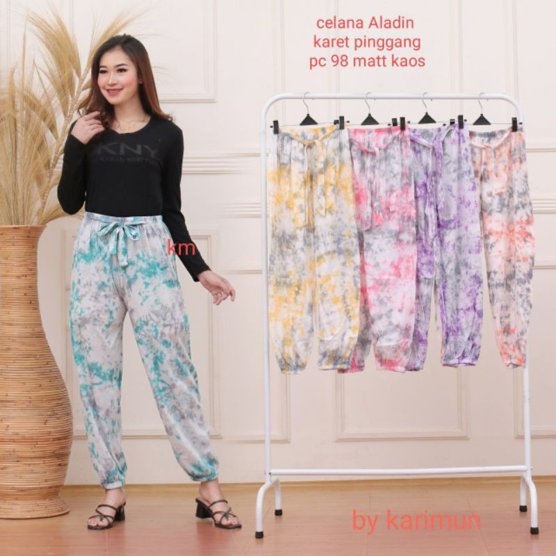 Celana Aladdin Wanita Tie Dye  Bahan Kaos