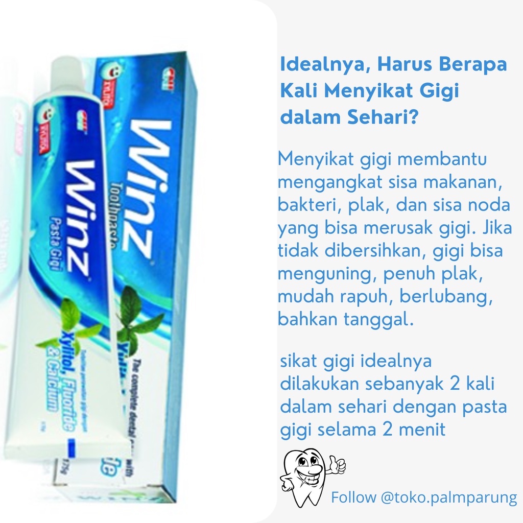 Odol Winz Pasta Gigi CNI Dengan Xylitol Fluoride Dan Calcium Totalitas Perawatan Pencegah Plak Karang Menghilangkan Bau Menyegarkan Mulut Sepanjang Hari Asli Design Metallik 175gr